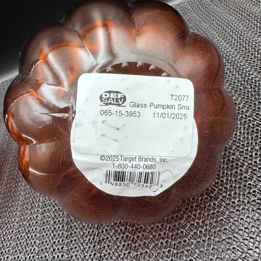 Target Amber Glass Pumpkin Bud Vases Set of 2 Orange Ribbed Fall Decor T2077